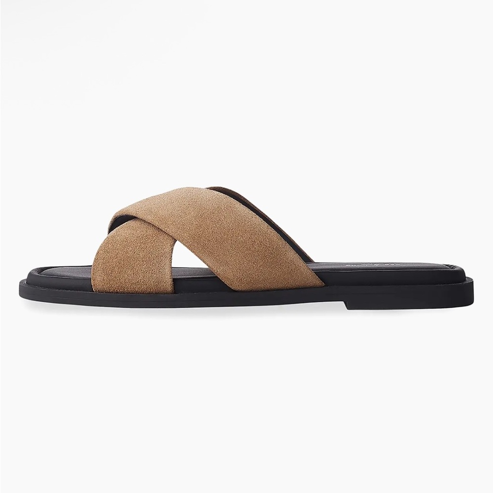 New Rag & Bone Brown Suede Cross Strap Sandals – Women’s Designer Summer Flats - Picture 3 of 12